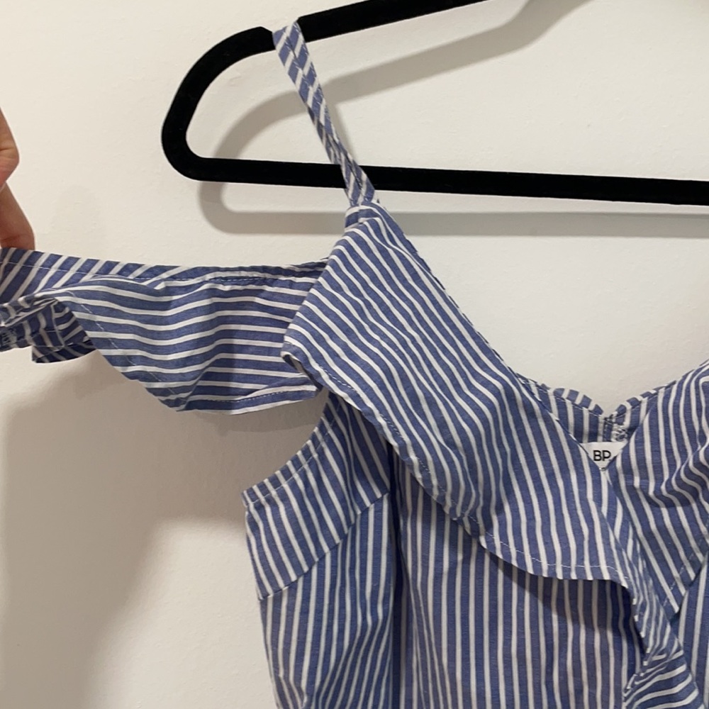 BP Stripe Ruffle Wrap Dress - Picture 5 of 8